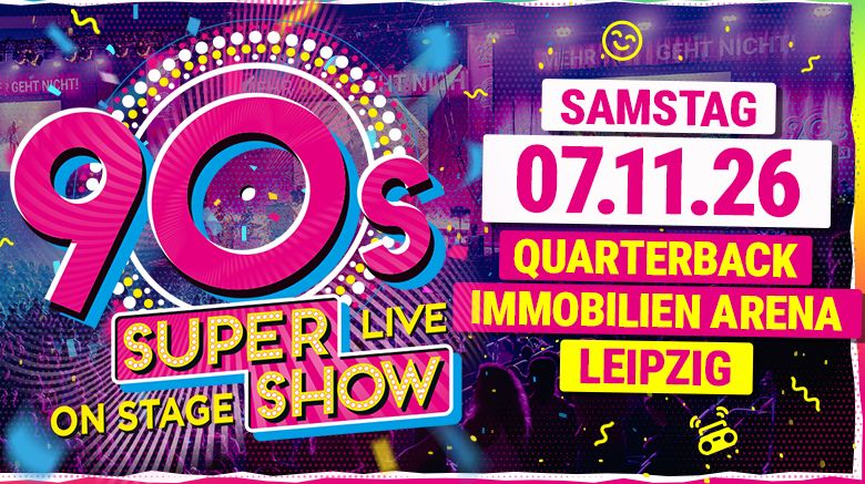 Eine bunte Grafik der Veranstaltung, hauptsächlich in den Farben pink, gelb und blau. Im Hintergrund sind begeisterte Menschen eines Konzertes zu sehen. Auf der Grafik stehen die Künstlerinnen und Künstler und das Datum der Veranstaltung am 07.11.2026