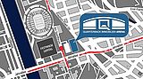Stadtplan von Leipzig mit der QUARTERBACK Immobilien ARENA.