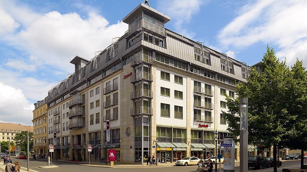 Fassade des Leipzig Marriott Hotel.