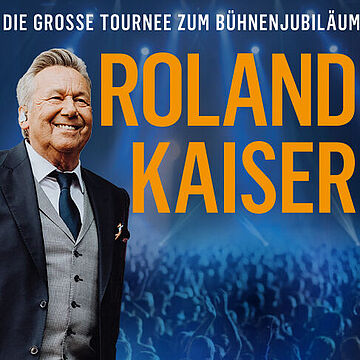 Eine Grafik zeigt Roland Kaiser und kündigt dessen Tour zum 50-jährigen Bühnenjubiläum an.